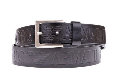 Emporio Armani Size 40/100cm Embossed Leather Logo Belt Blk  Y4S240 YDY4G 80001