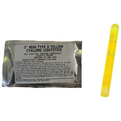 Cyalume Mini ChemLight 3'', gelb, 8 cm, 4 h (ChemLight Knicklicht)