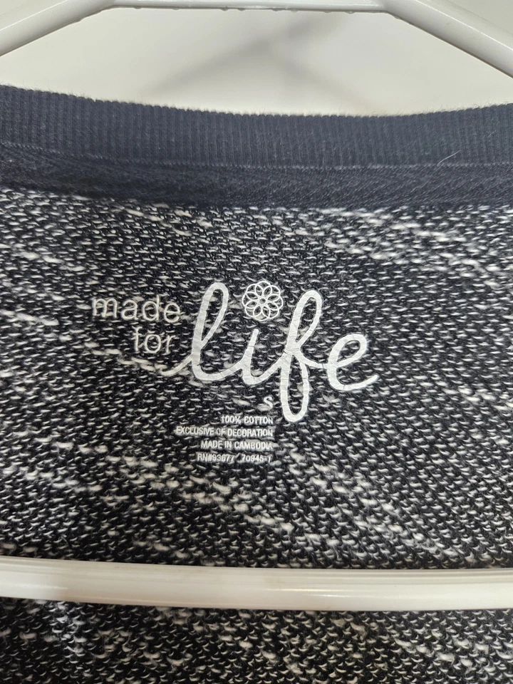 Made for Life Black Gray Marled Knit Pullover Sweater Women's Small S Crewneck - Image 3 of 4