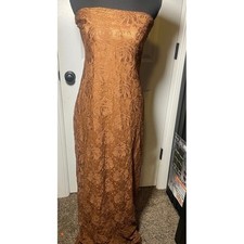 Boohoo Womens Copper Brown Floral Lace Strapless Maxi Dress Size US 14 NWT