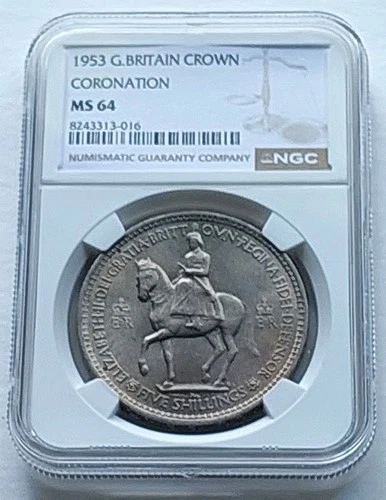1953 Great Britain Crown , NGC MS 64  , nice older coin         #2085 , # 69-10