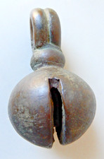 Antique Bronze Crotal Bell 3 1/2" Tall x 2" Wide, 11oz (Cow bell / sleigh bell)