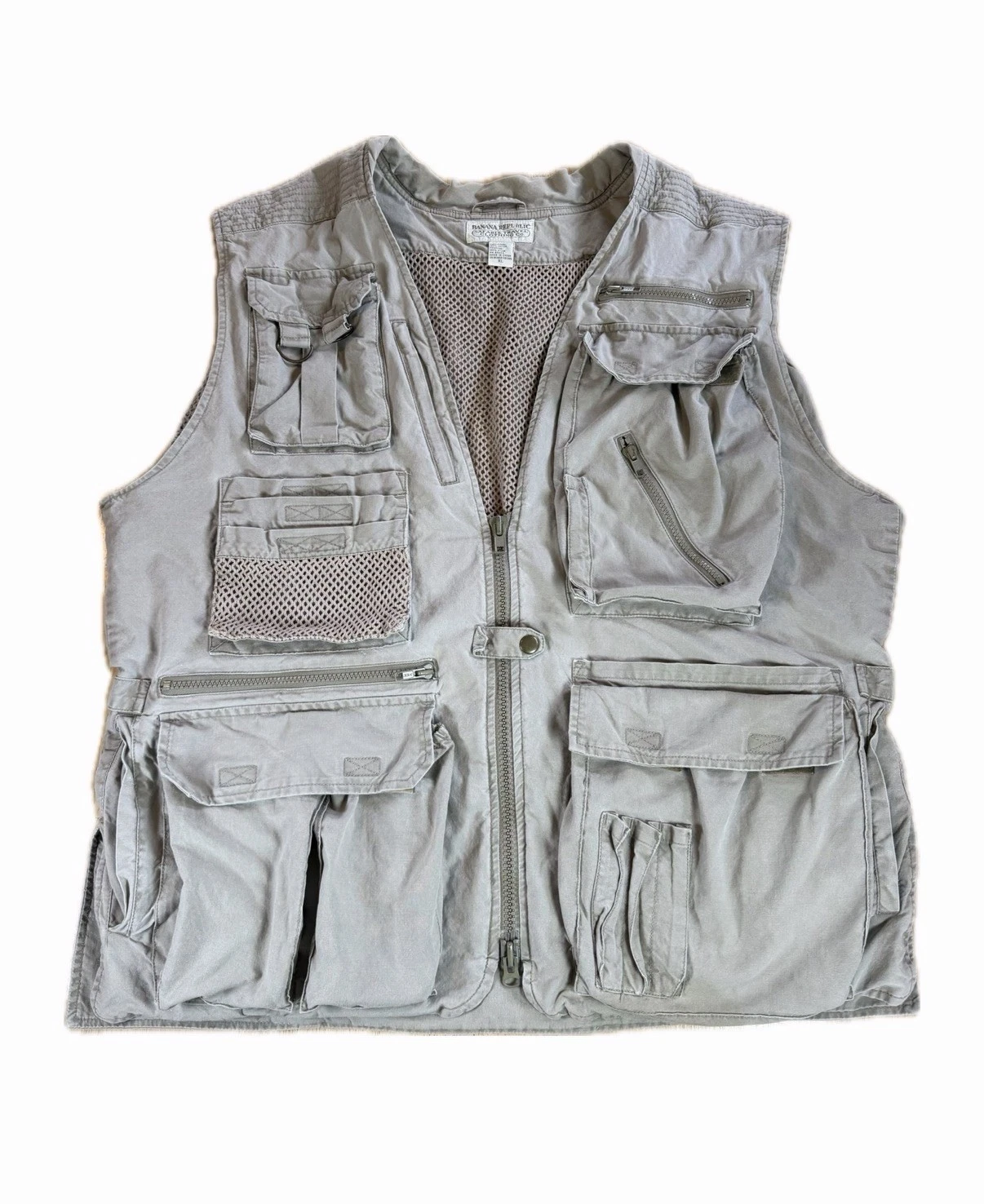 Vintage Banana Republic Safari & Travel Co. Hunting Fishing Khaki Vest Size XL