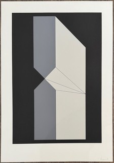 Erwin Heerich motif III color serigraph 1973 autographed stylus art