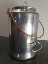 Vtg COMET 20 Cup Aluminum Coffee Pot Percolator Copper Handle Stove Top Camping