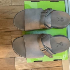 KURU CODA Aika Sand/ Taupe Suede Slides Mules Ortho W 9 Med Contoured Footbed