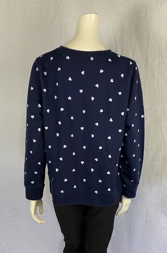 J. Crew “Tipsy Hearts” Graphic Navy Blue Sweatshirt, A Grade, Women's Size XXL - Afbeelding 3 van 7