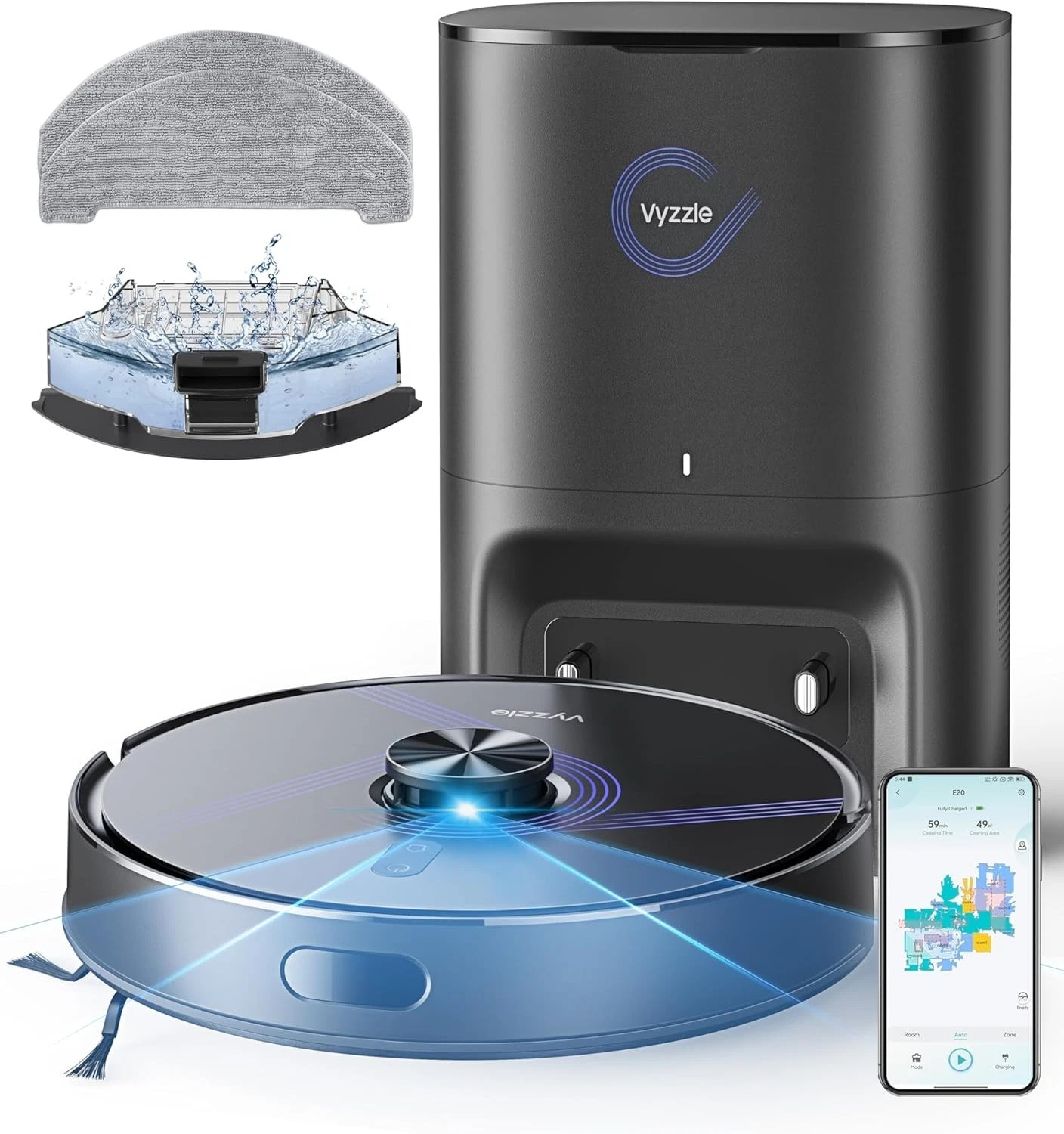 Vyzzle Robot Vacuum Cleaner with Mop, 5500Pa Suction, Lidar Navigation Robot Vac
Opens in a new wind