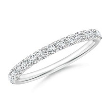 2MM Round Shape White Topaz Half Eternity Women Wedding Ring 925 Sterling Silver
