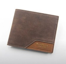 Men s Brown Slim Wallet Bifold Coin Pocket Card Holder New