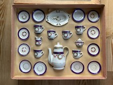 Antique Victorian Hand-Painted German Porcelain Child's Tea Set Original Box