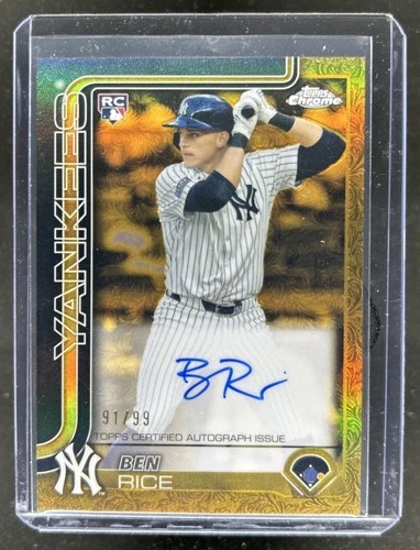 2025 Topps Gilded Ben Rice Chrome Gold Auto Autograph RC Rookie #/99 Yankees