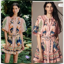 Medium FARM Rio Pink Dream Garden Beaded Belt Mini Dress