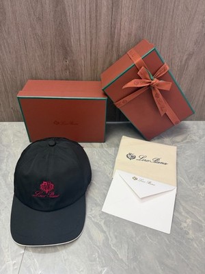Loro Piana Storm System Black Cotton Baseball Cap Luxury Italy New