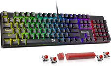 Mechanical Gaming Keyboard Wired, 11 Programmable Backlit Modes, Hot-Swappable R
