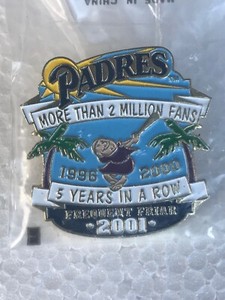 San Diego Padres Frequent Friar 2001 Pin "5 Years in a Row" Factory Sealed"