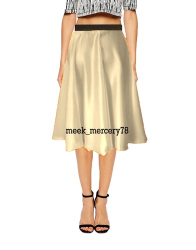 Classic Women New Style Fancy Skirt Satin Perry Elastic Waist Midi skirt S35 - Picture 19 of 45