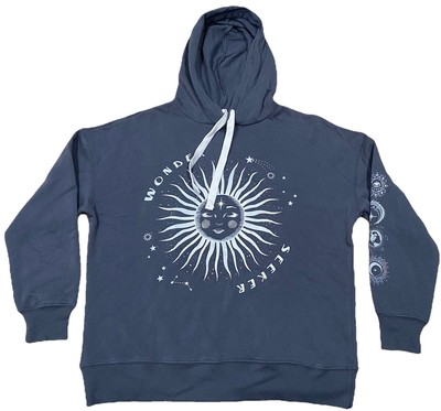 Grayson Threads Black Celestial Print  Oversized Pullover Hoodie Size S