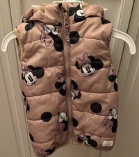 Disney H M 12M Brown Minnie Mouse Sleeveless Hooded Full Zip Vest
