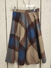Vintage Chequers Plaid Wool Skirt C30