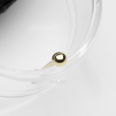Bm25 Gold Nose Ring With Ball 14 Karat Gold Solid Ball Top Nose
