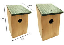 2 x BIRD NESTING NEST BOX WOODEN GARDEN HOUSE SMALL BIRDS BLUE TIT ROBIN SPARROW