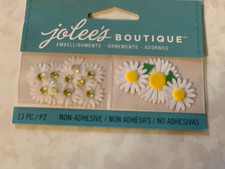 JOLEE  S BOUTIQUE 3D FLOWERS MINI WHITE DAISIES W/GEMSTONES VELLUM - THICK PAPER