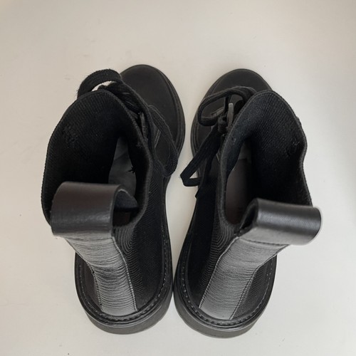 Loeffler Randall Brady Black Combat Boots Flat Stretch Knit Leather Ankle UK 5.5 - Picture 15 of 24