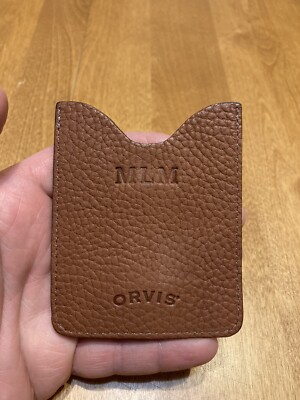 ORVIS Wallet Card Holder Money Clip AMERICAN BISON Leather USA MLM Monogram