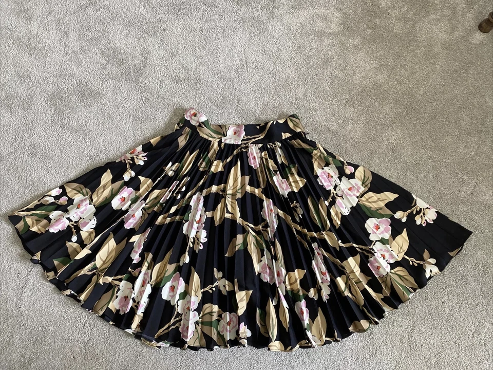 TUCKER Mujer Falda Plisada Seda Talla S Gaby Basora Multicolor Estampado Floral Mini Foto 2 de 4