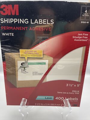 New 3M Internet Shipping Labels 3100-W 4 Labels Per Sheet 5 X 3 1/2 ...
