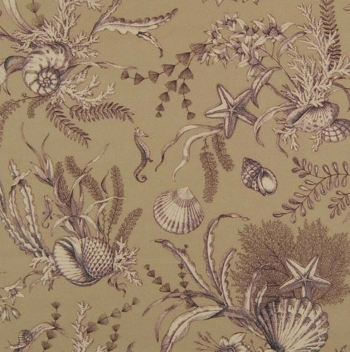 P Kaufmann Beach Seashells AMETHYST Purple Drapery Pillow Sewing Fabric One Yard - Picture 2 of 3