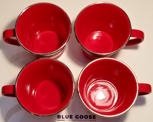 Starbucks Red Coffee Cup Silver Rim Textured Coffee Mug 2007 14 Oz Quantity 1 - Picture 4 of 7