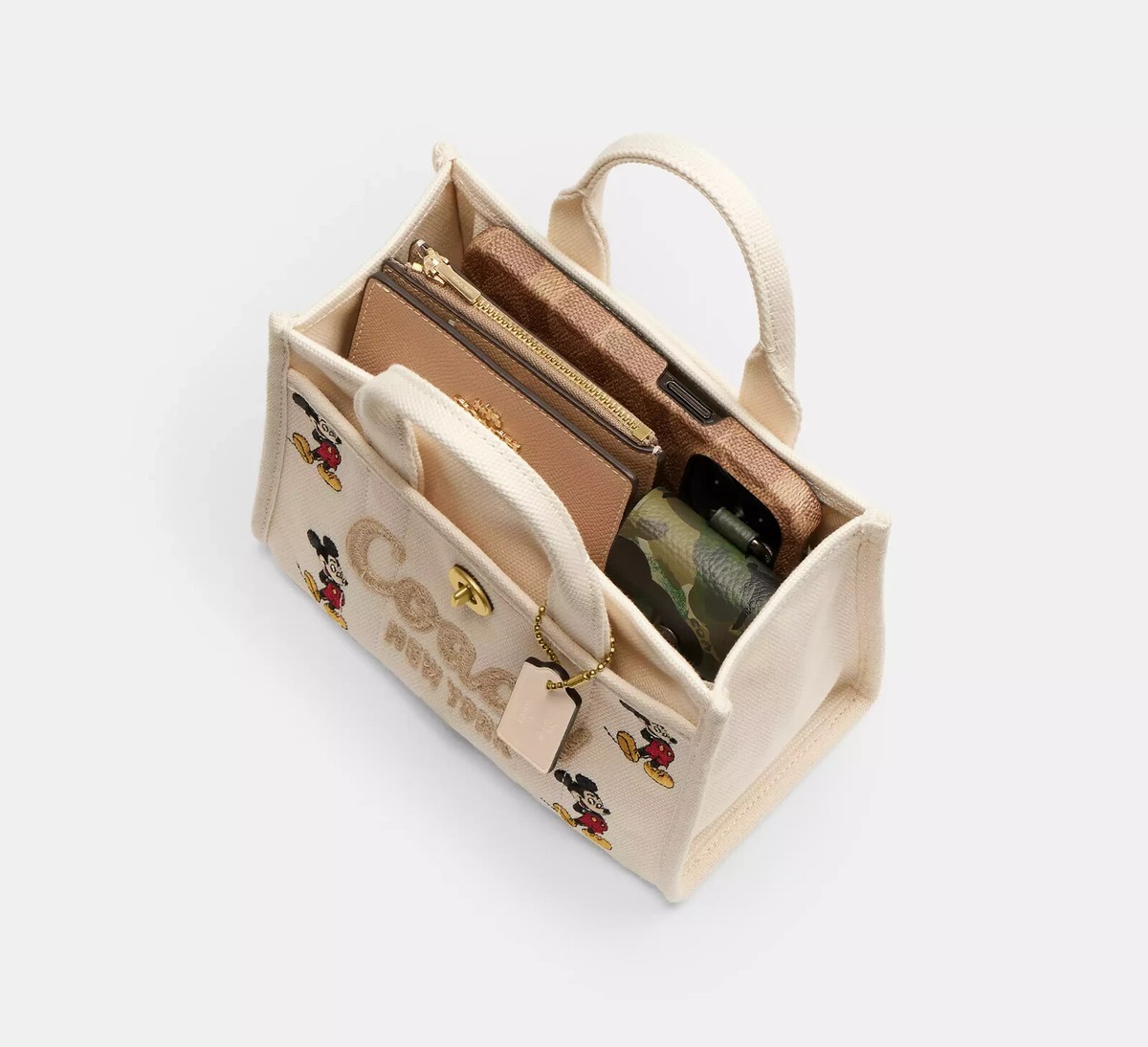 ❤️ Disney x COACH 2way Cargo Tote Bag 20 CAF76 Ivory