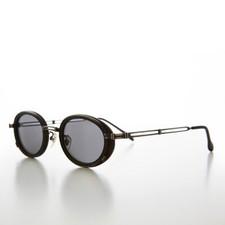 Cyber Goth Oval Victorian Spectacle Vintage Sunglass Black / Gunmetal - Fusion