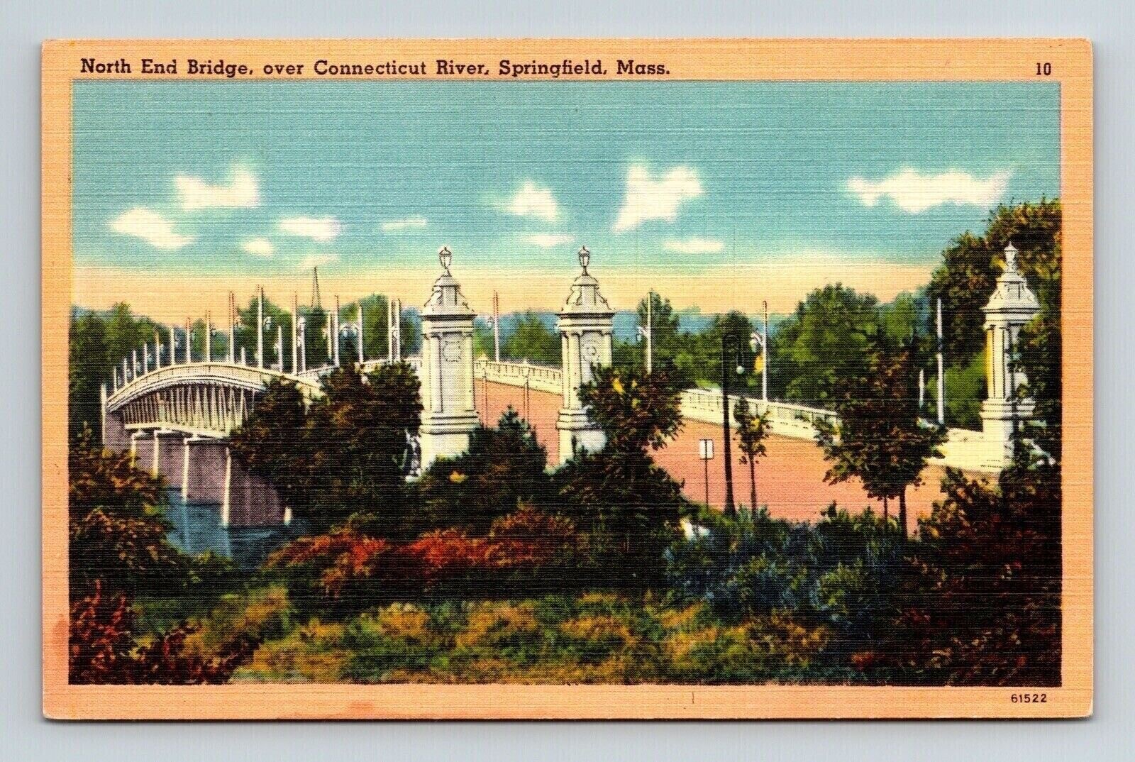 Springfield Massachusetts Connecticut River North End Bridge Linen ...