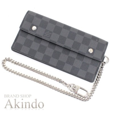 Louis Vuitton Long Wallet Damier Graphite Portefeuille Accordion With Chain Men'