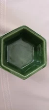  Haeger 4002  Dark Green Pottery Hexagonal 6-Sided Footed Planter MCM