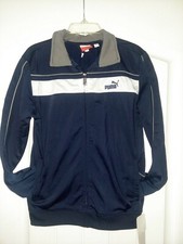 Puma NWT Boy's Track Jacket Size Medium 10/12 Navy Blue Athletic Long Sleeves