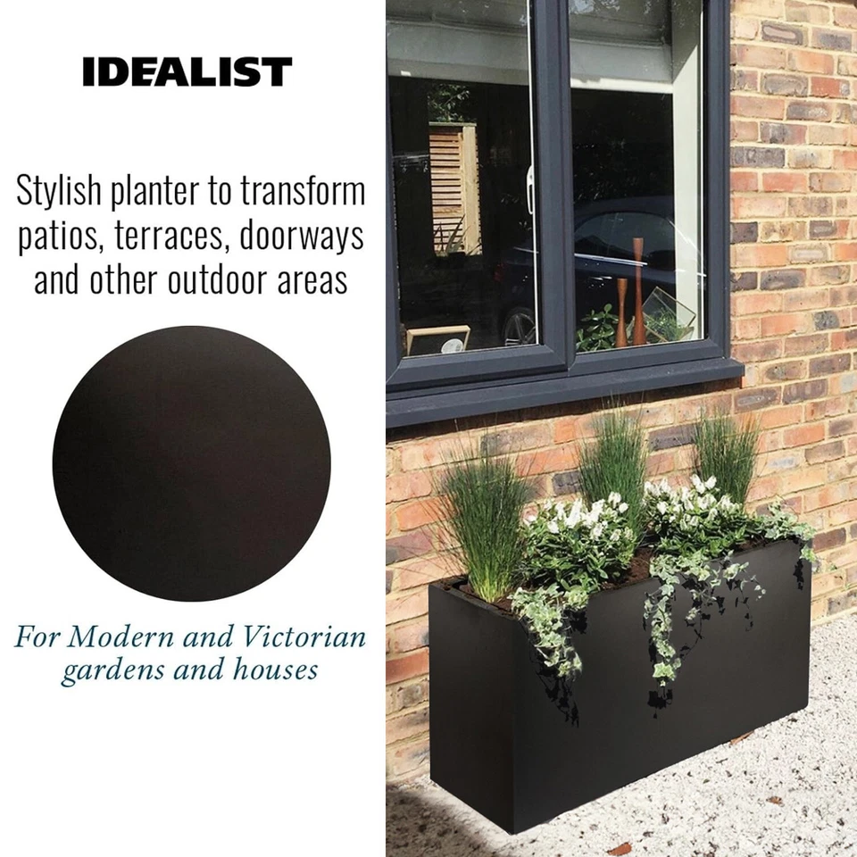 Trough Large Garden Planters IDEALIST Light Concrete Outdoor Pots with Drainage - Image 4 of 4