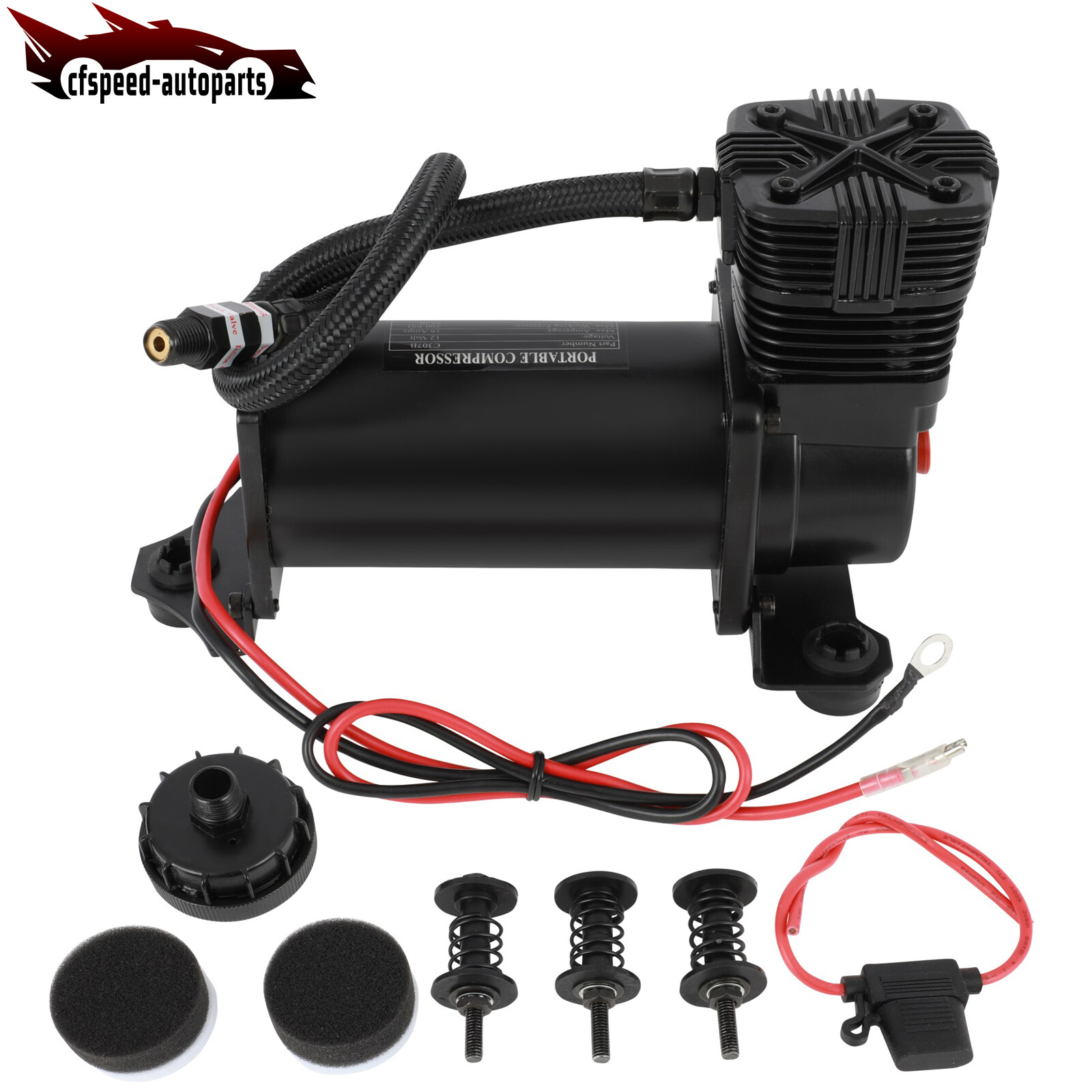 For Train Horns Air Horn Air Suspension Kit Air Compressor Kit Black 12V 200PSI