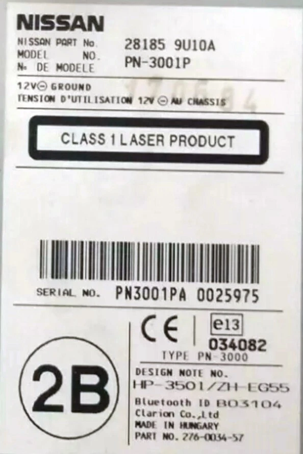 Radio Code für Nissan Micra Qashquai Note Juke Connectez Almera Daewoo Pin Code - Bild 3 von 4