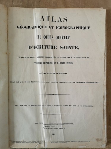 GEOGRAPHISCHER ATLAS DES KOMPLETTEN KURSES HEILIGER SCHRIFT - 76 BRETTER - MIGNE 1844