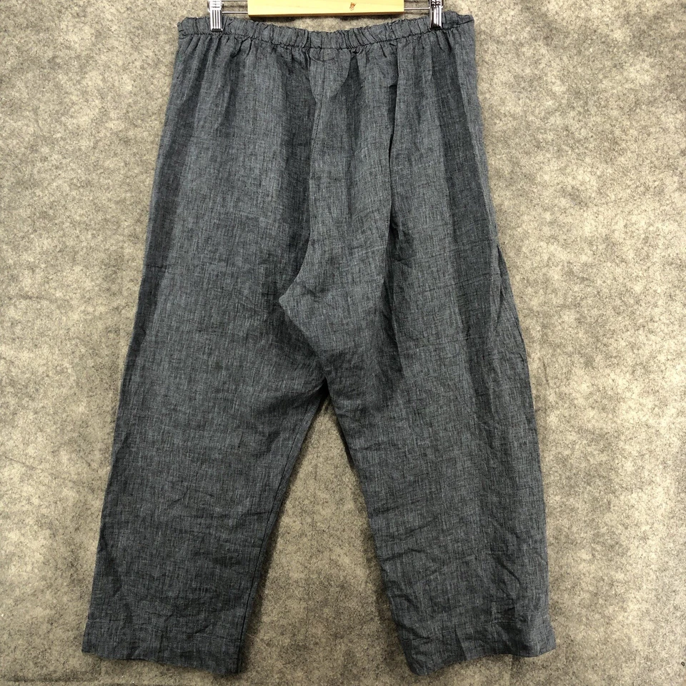 Pantalones de lino Bryn Walker para mujer XL recortados pierna ancha Lagenlook frente plano tirar Foto 3 de 4