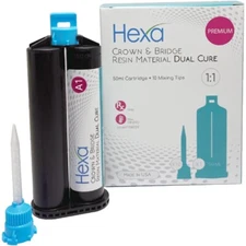 Hexa Temp Crown & Bridge Material 1:1 Ratio 50ml, 1 Cartridge+10Mixing Tips, A1