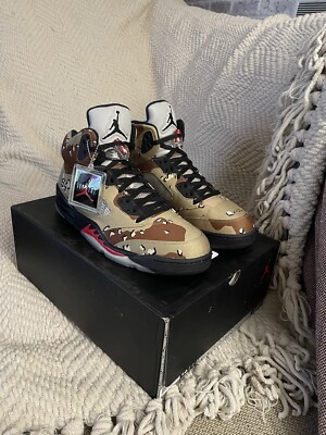 Nike Air Jordan Retro 5 Supreme Desert Camo Fire Red 824371-201
