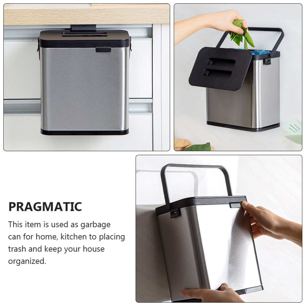 Desk Top Bin Stainless Steel Container Garbage Can Door eBay