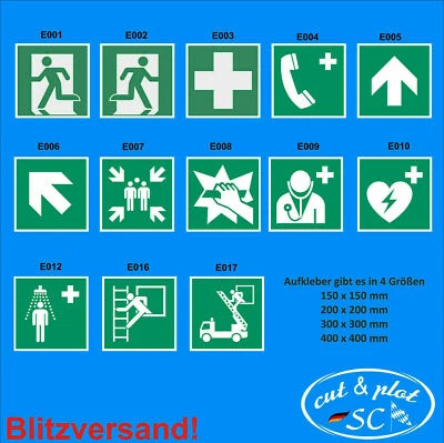 Notausgang Rettungszeichen Rettungsweg Aufkleber ASR A1.3 DIN 7010 SC086 - Bild 1 von 4