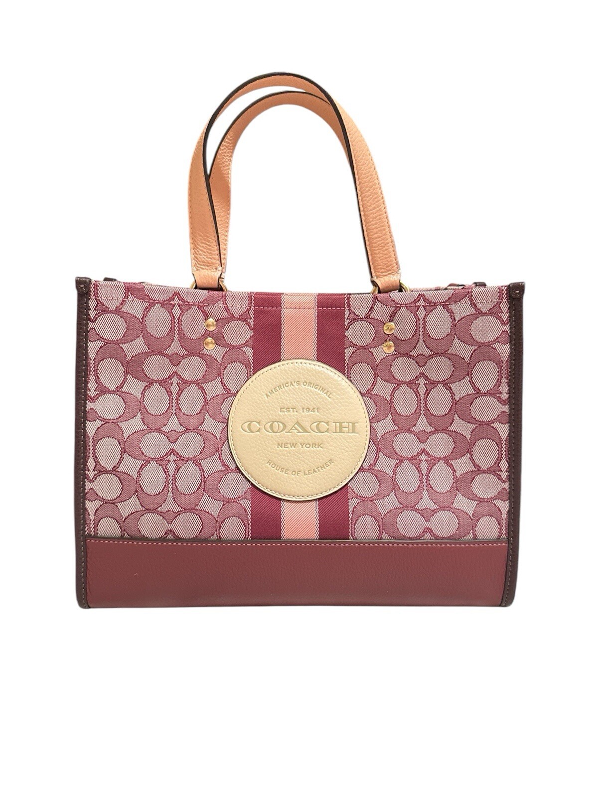 Dempsey Carryall Signature Jacquard Stripe Bag with Coach Patch C8448