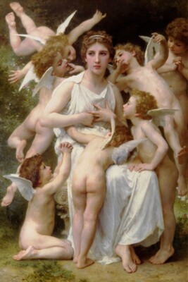 Cupid Angel and Beauty Oil painting HD Giclee Printed on Canvas 16X24 inch P256